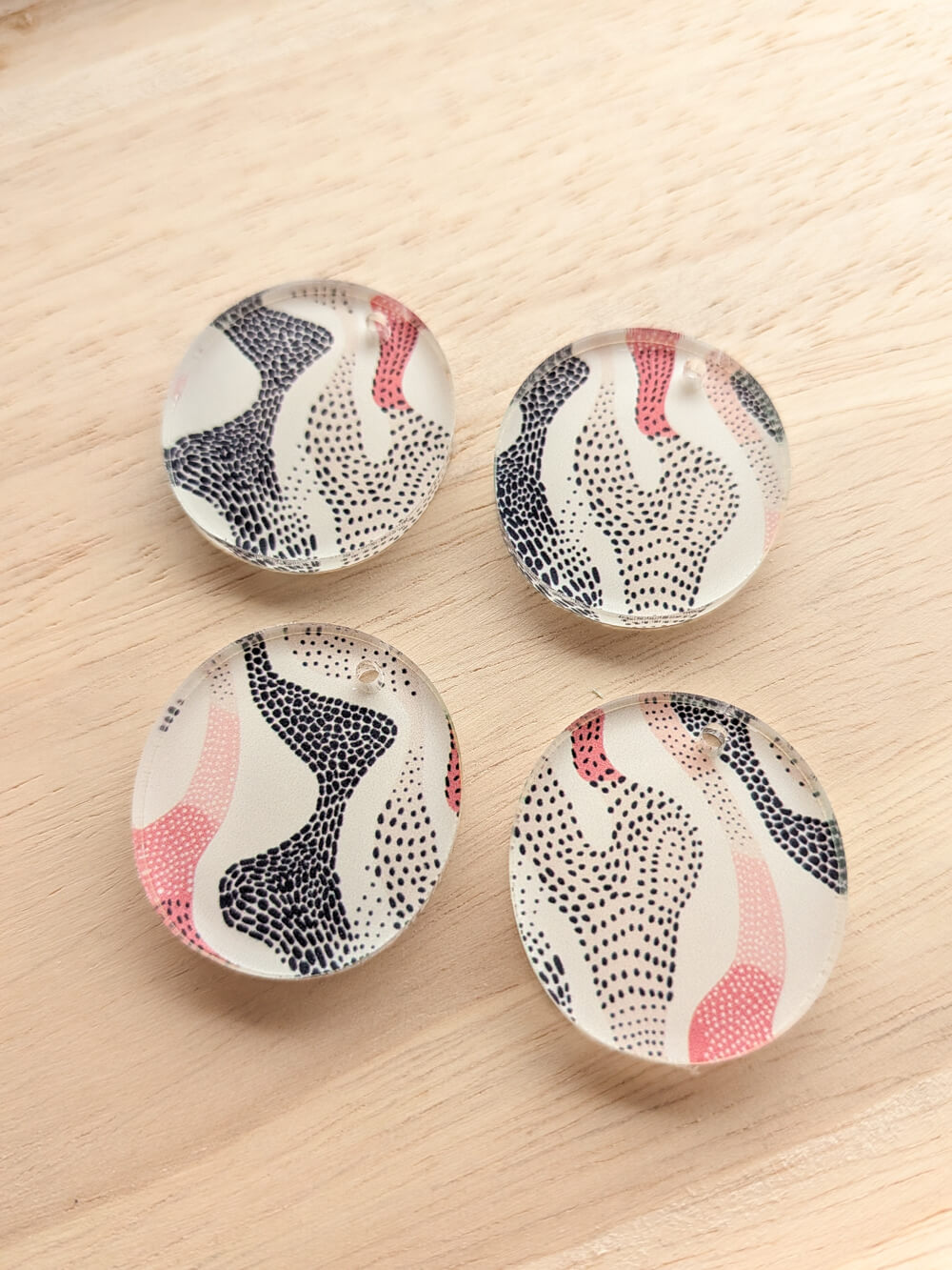 UV printed clear acrylic earring blanks - 3cm irregular circle, Australiana - jewellery making