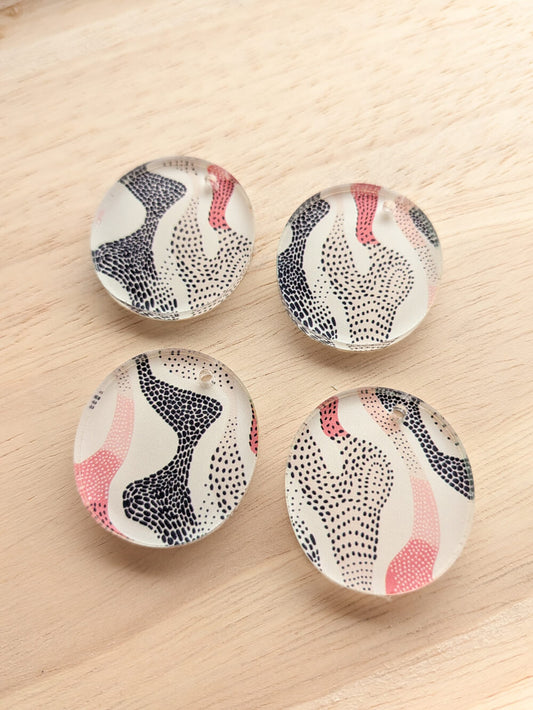 UV printed clear acrylic earring blanks - 3cm irregular circle, Australiana - jewellery making