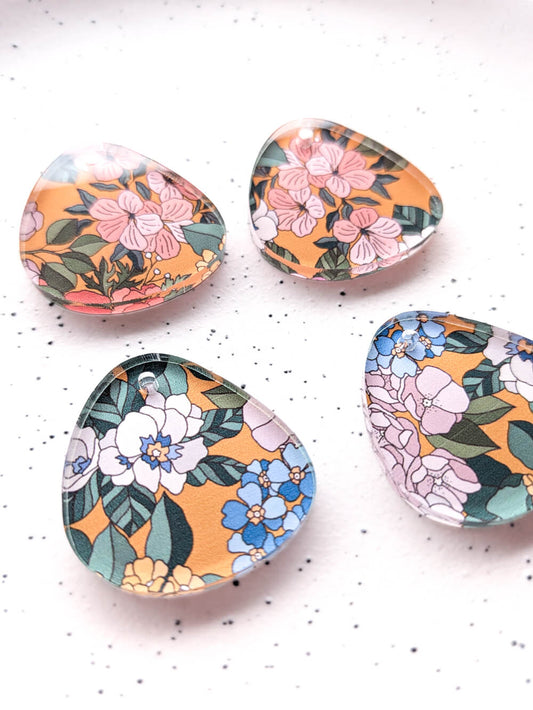 UV printed clear acrylic earring blanks - 3cm pebble, Australiana - jewellery making