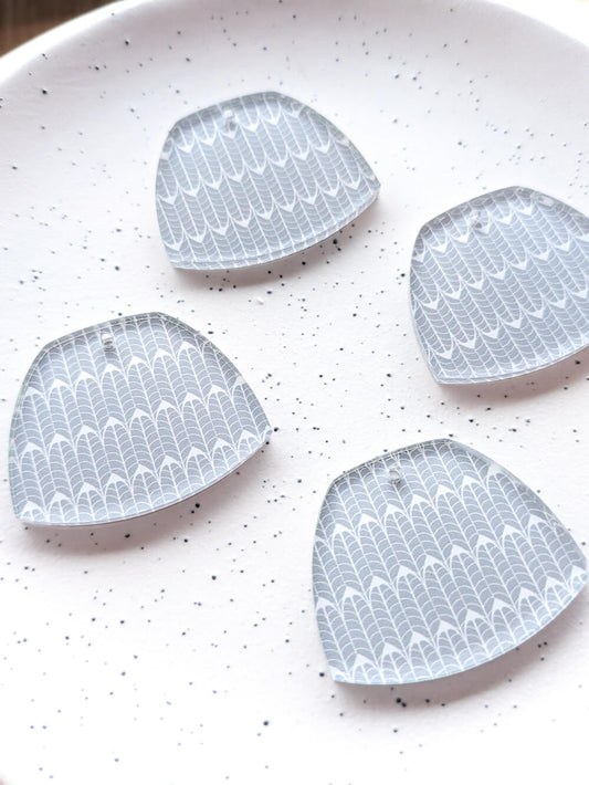 UV printed clear acrylic earring blanks - 4cm shield, Australiana - jewellery making