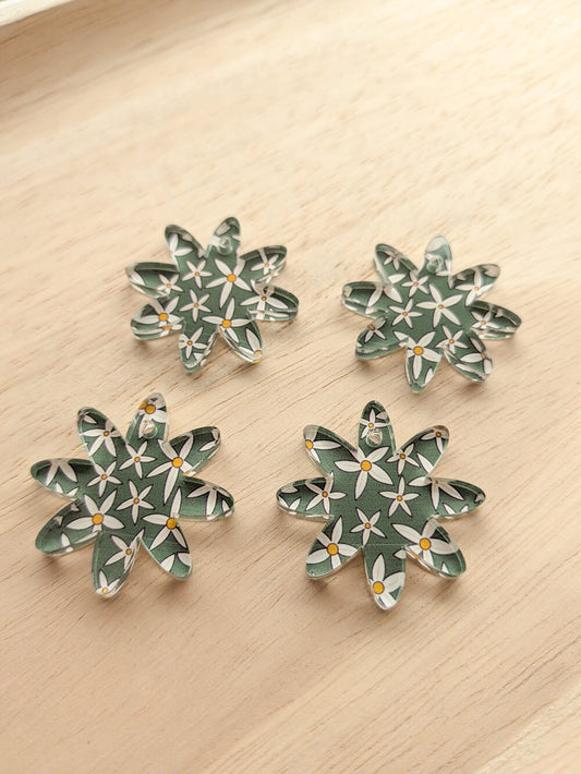 UV printed clear acrylic earring blanks - 3cm daisy, Australiana - jewellery making