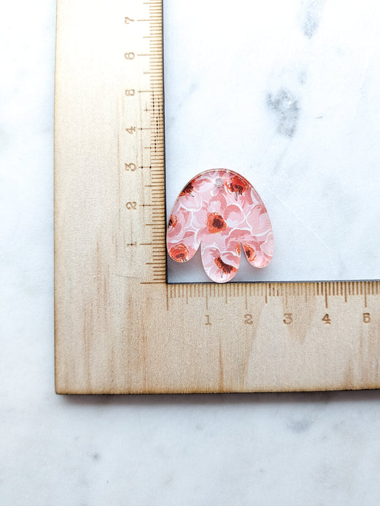 Clear Acrylic - 3cm Boho Flower - 1 Hole - Australiana - 79