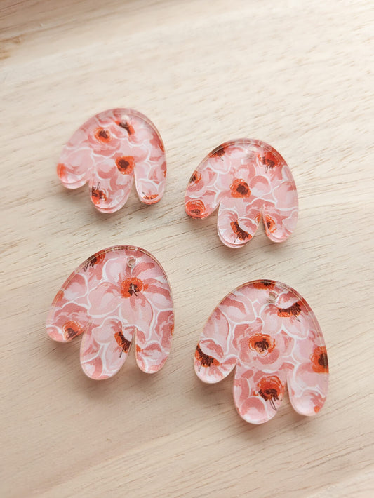 UV printed clear acrylic earring blanks - 3cm boho flower, Australiana - jewellery making