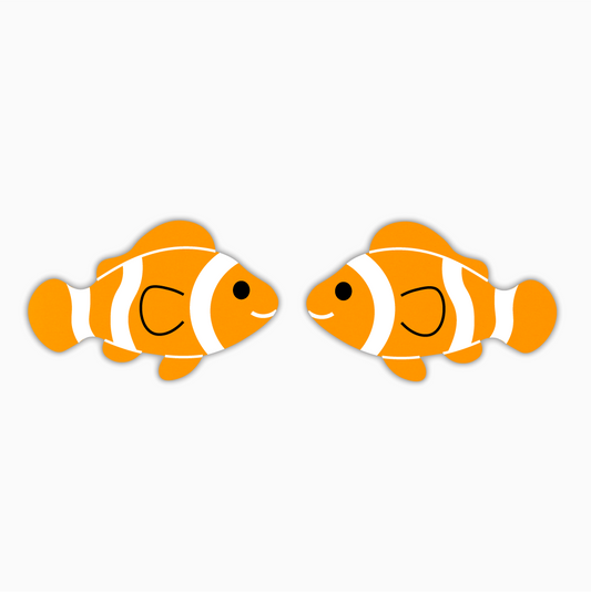 Clownfish Studs, Animal Acrylic Shape - earring findings for jewellery making