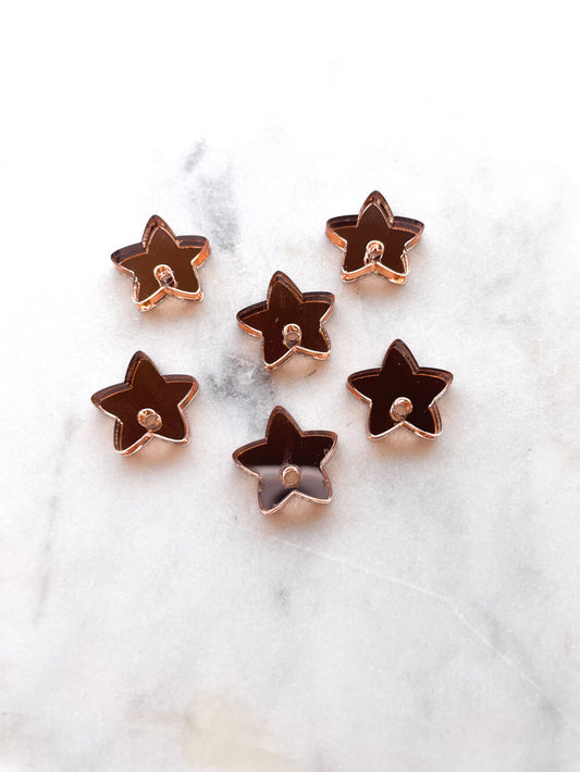 12.5mm or 15mm Rose Gold Mirror Star Toppers/Studs