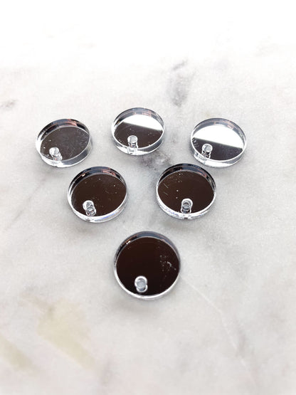 12.5mm or 15mm Silver Mirror Circle Toppers/Studs