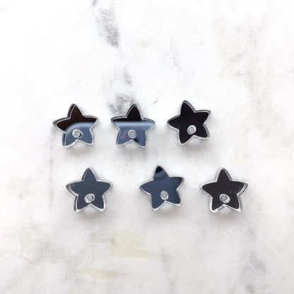 12.5mm or 15mm Silver Mirror Star Toppers/Studs- Various Pack Sizes