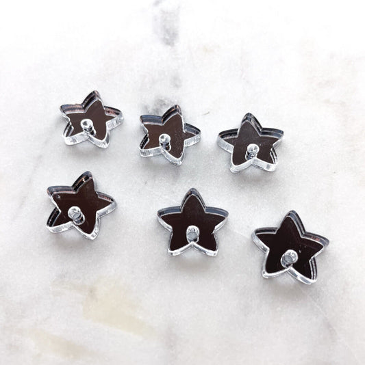 12.5mm or 15mm Silver Mirror Star Toppers/Studs