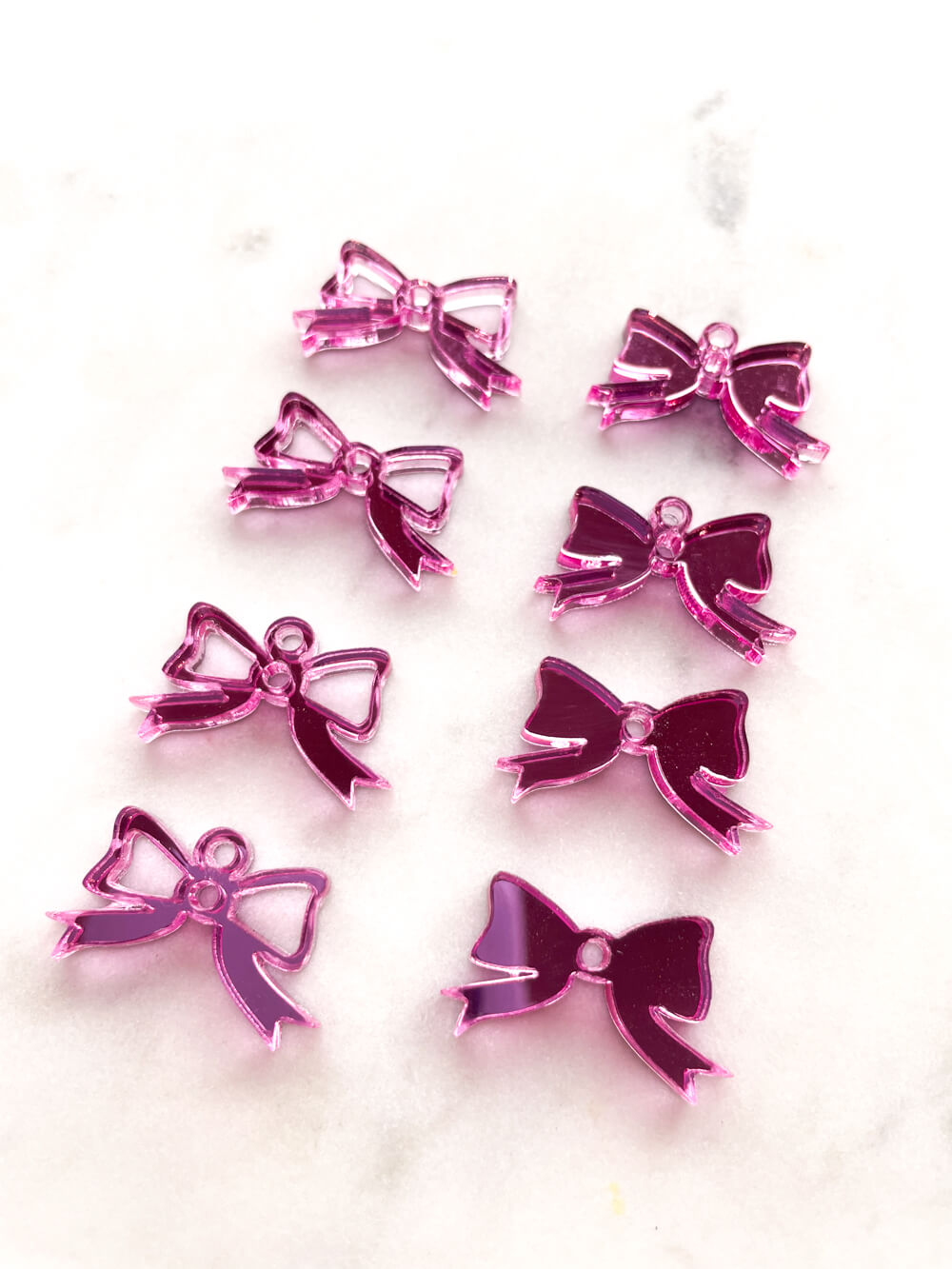 25mm Bright Pink Mirror Bows