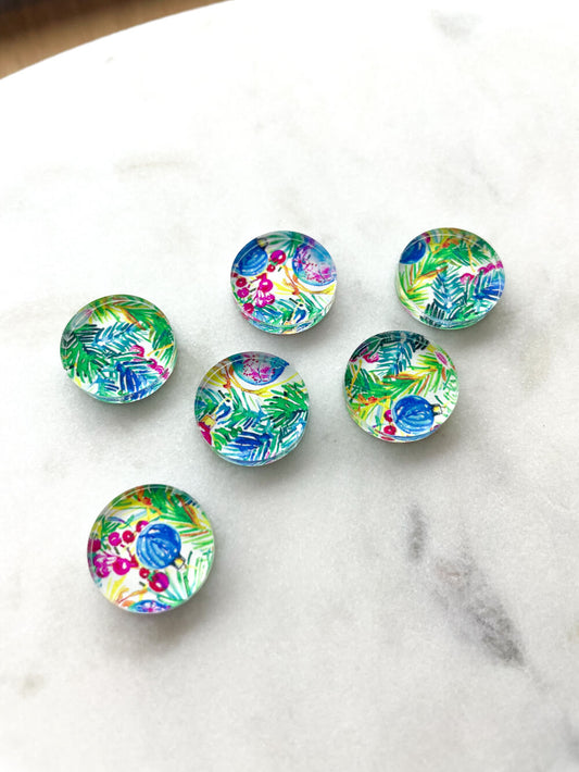 UV printed clear acrylic earring studs - 1.5cm circle, Christmas - jewellery making
