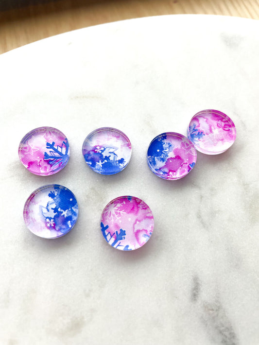 UV printed clear acrylic earring studs - 1.5cm circle, Christmas - jewellery making