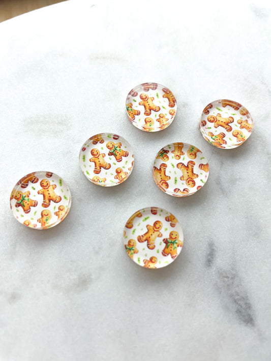 UV printed clear acrylic earring studs - 1.5cm circle, Christmas - jewellery making