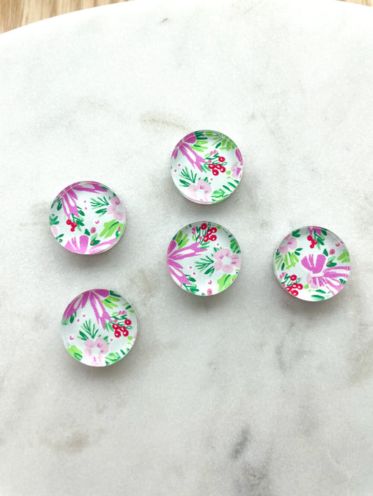 UV printed clear acrylic earring studs - 1.5cm circle, Christmas - jewellery making