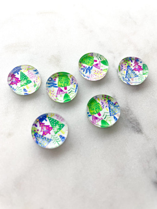 UV printed clear acrylic earring studs - 1.5cm circle, Christmas - jewellery making