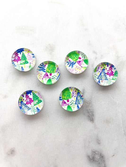 1.5cm Circle - Studs- Clear Acrylic - Christmas - 195