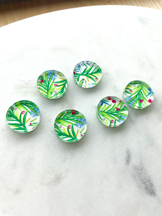 UV printed clear acrylic earring studs - 1.5cm circle, Christmas - jewellery making