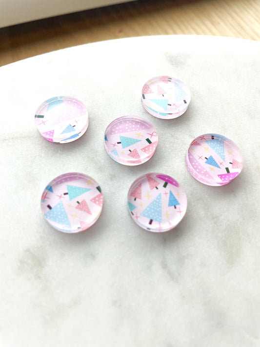 UV printed clear acrylic earring studs - 1.5cm circle, Christmas - jewellery making