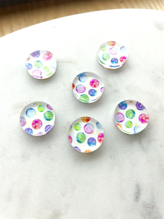UV printed clear acrylic earring studs - 1.5cm circle, Christmas - jewellery making