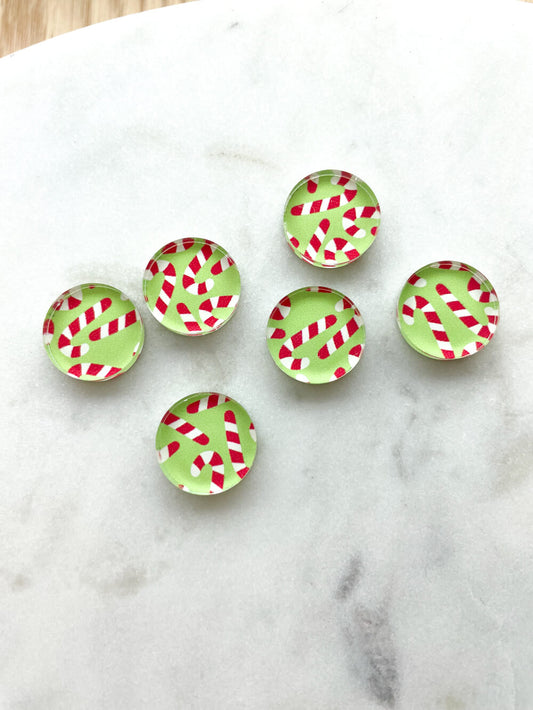 UV printed clear acrylic earring studs - 1.5cm circle, Christmas - jewellery making