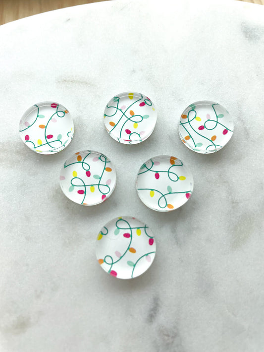 UV printed clear acrylic earring studs - 1.5cm circle, Christmas - jewellery making