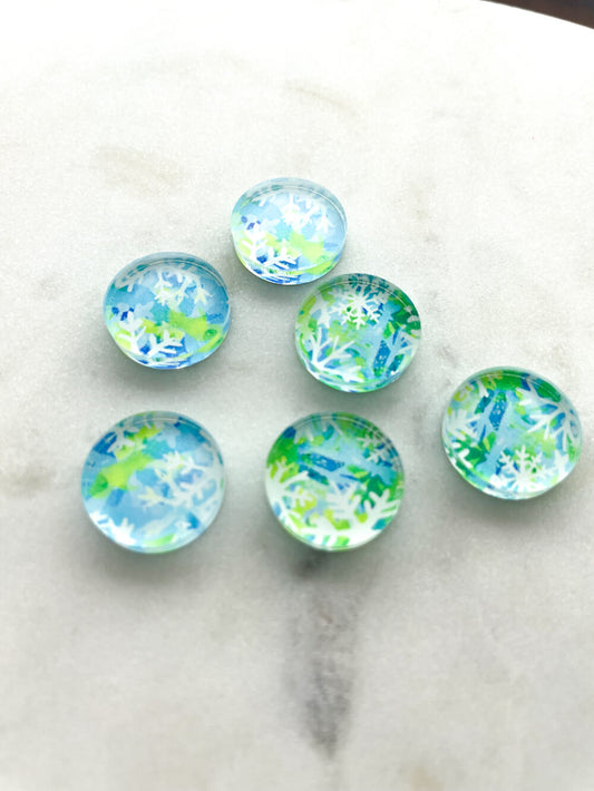UV printed clear acrylic earring studs - 1.5cm circle, Christmas - jewellery making