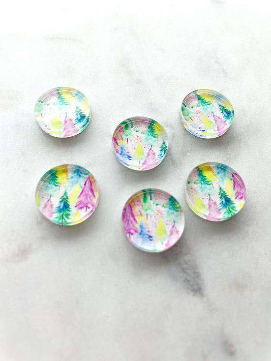 UV printed clear acrylic earring studs - 1.5cm circle, Christmas - jewellery making