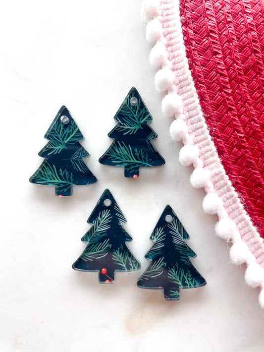 UV printed clear acrylic earring blanks - 3cm tree, Christmas - jewellery making