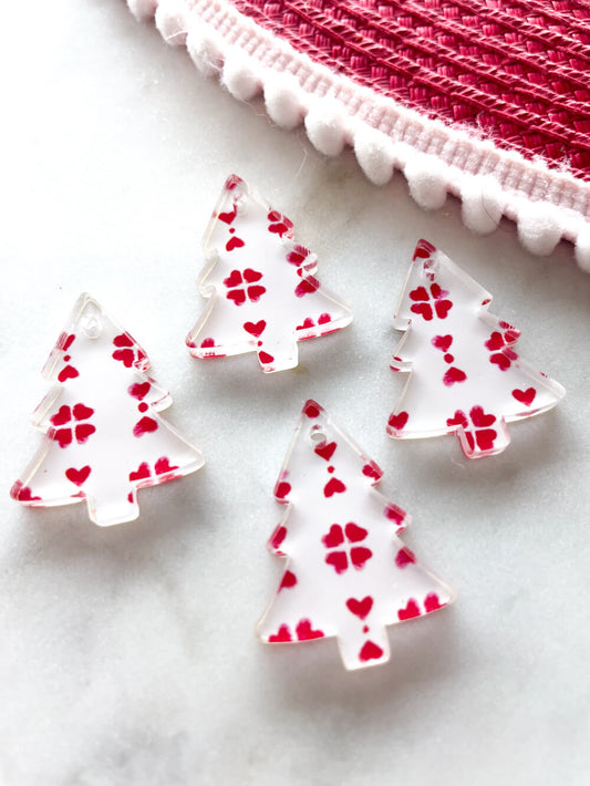 UV printed clear acrylic earring blanks - 3cm tree, Christmas - jewellery making