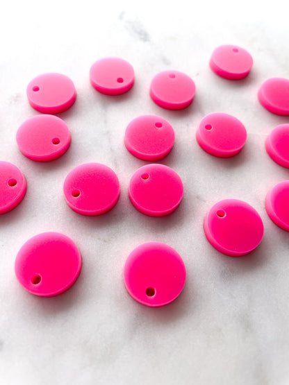 12.5mm or 15mm Hot Pink Circle Toppers/Studs
