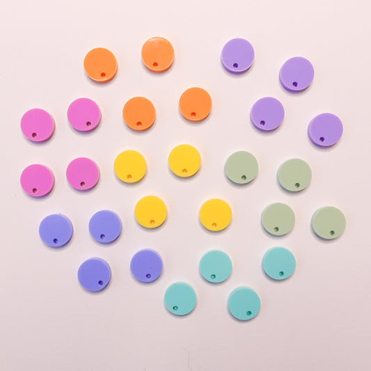Sweet Pastel Acrylic Stud Tops - 12.5mm Circles