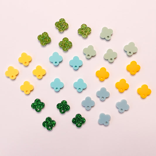Fresh Bloom Acrylic Stud Tops - 12.5mm Four Petal Flowers