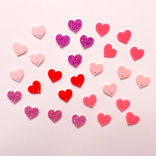 Shades of Pink Acrylic Stud Tops - 12.5mm Hearts