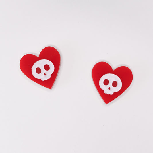 Heart With Skull Engraving - Halloween Acrylic Shape [12 Pieces]