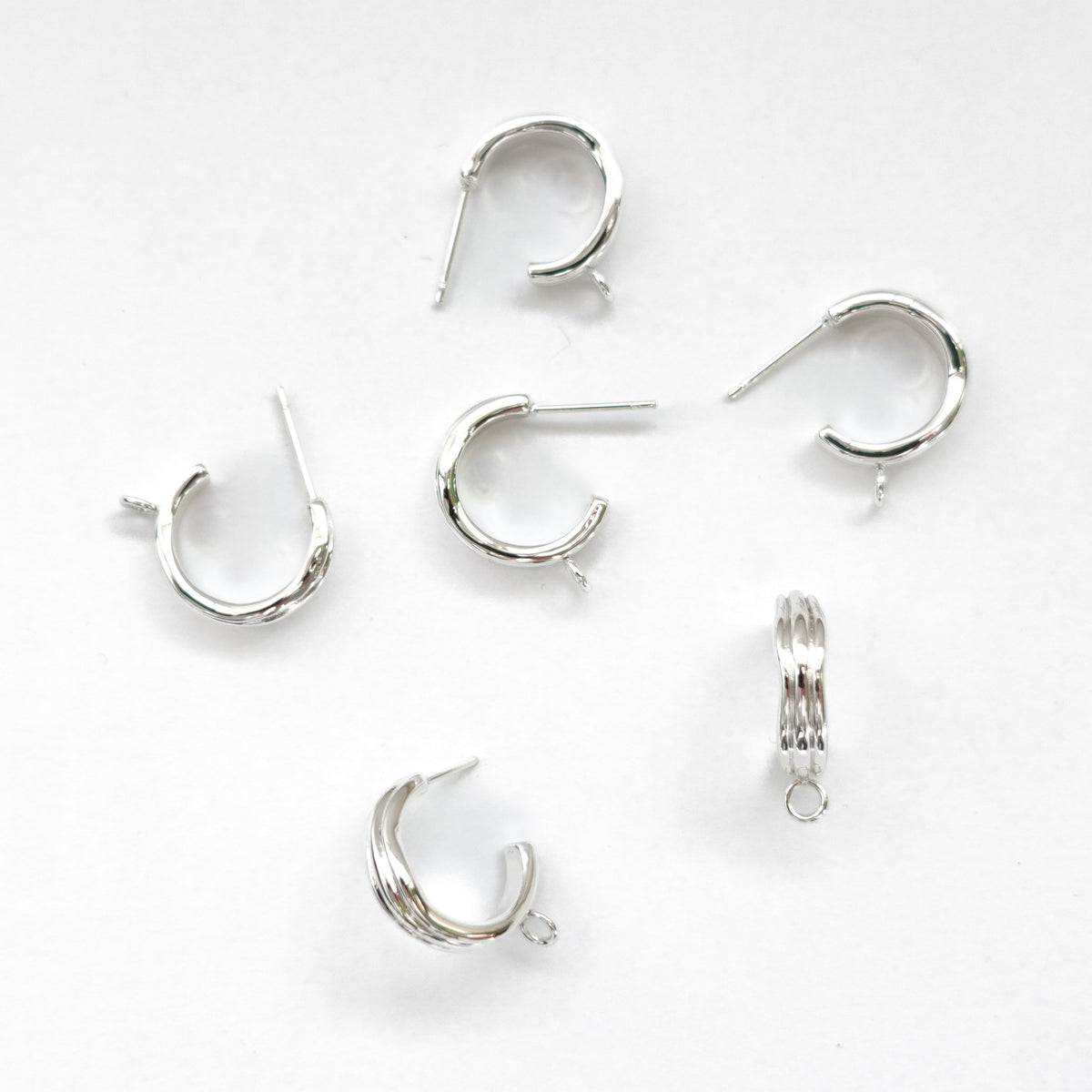 18mm Silver Wavy Textured 3/4 Hoop Earrings in Stainless Steel (304)