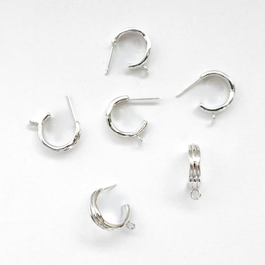 18mm Silver Wavy Textured 3/4 Hoop Earrings in Stainless Steel (304)
