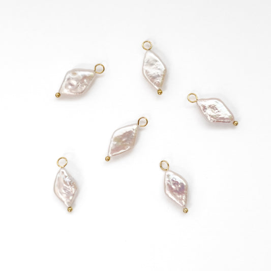 Freshwater 14-15mm Diamond Pearls with Gold Loop - jewellery making supplies