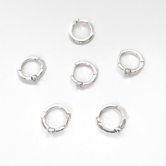 Circle Polymer Clay Bezel Hoop Earrings – Silver – Stainless Steel (304) – 6 pieces