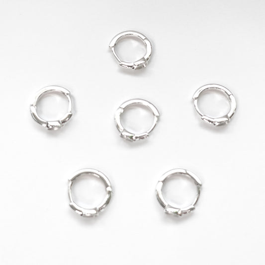 Droplet Polymer Clay Bezel Hoop Earrings – Silver – Stainless Steel (304) – 6 pieces