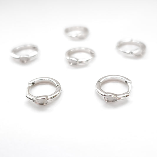 Droplet Polymer Clay Bezel Hoop Earrings, Silver, Stainless Steel (304)