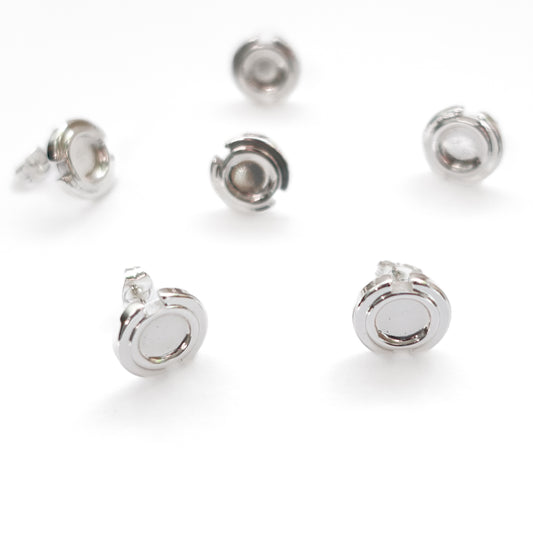 Halo Circle Polymer Clay Bezel Stud Earrings, Silver, Stainless Steel (304)