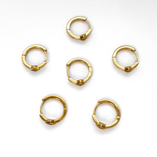 Diamond Polymer Clay Bezel Hoop Earrings – Gold – Stainless Steel (304) – 6 pieces