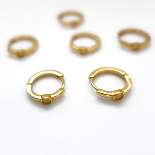 Circle Polymer Clay Bezel Hoop Earrings, Gold, Stainless Steel (304)