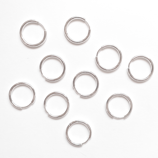 16mm Silver Circle Huggie Earrings, 1.6mm Thick, Stainless Steel (304)