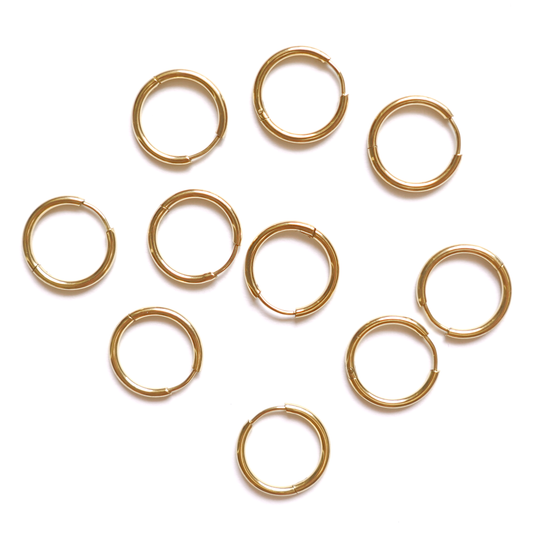 16mm Gold Circle Huggie Earrings, 1.6mm Thick, Stainless Steel (304)