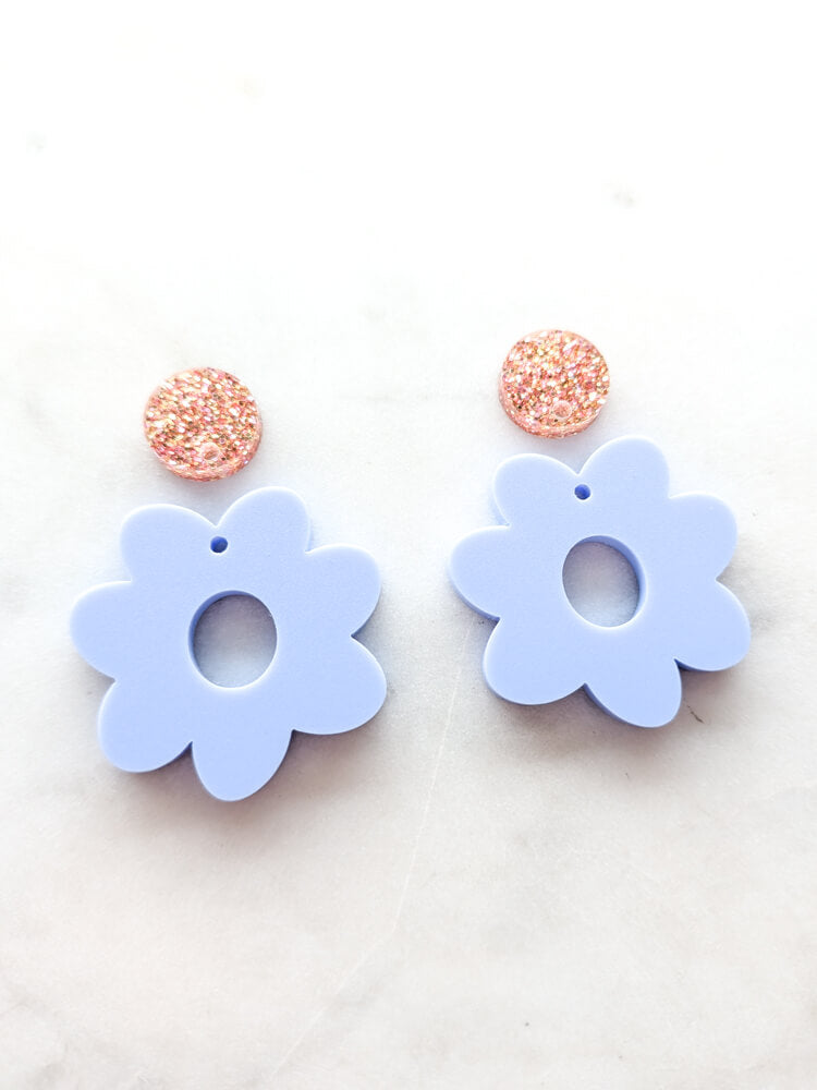 Flower Donut Dangle - Cool Lilac - 1 pair