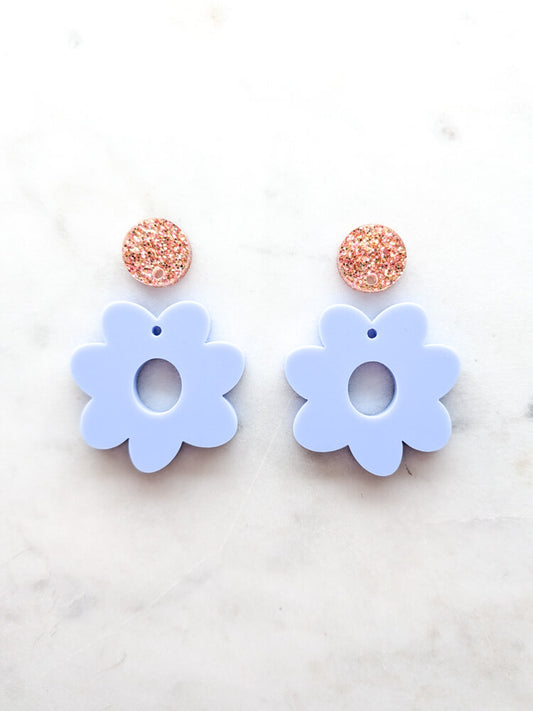 Flower Donut Dangle - Cool Lilac - 1 pair