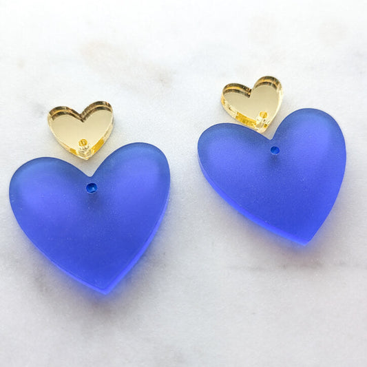 Heart Dangle - Cool Blue - 1 pair