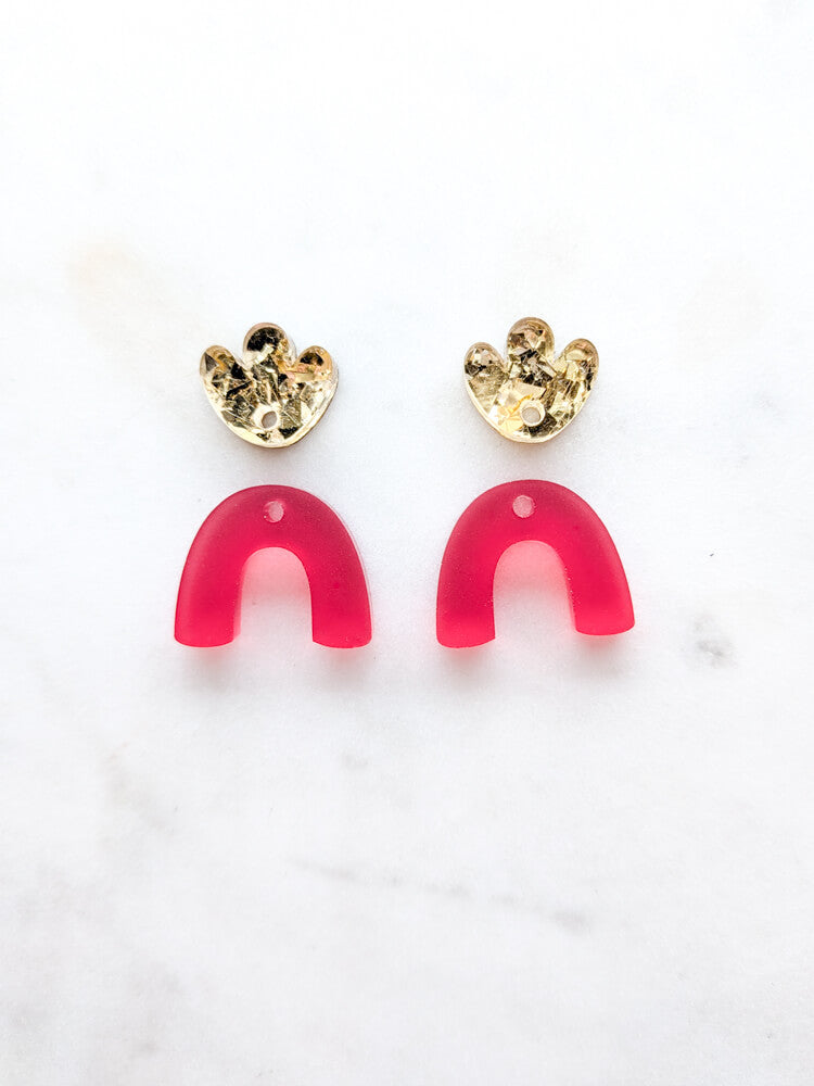 Floral Arch Dangle - Playful Red- 1 pair