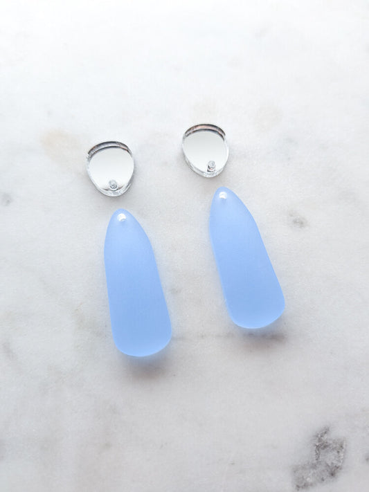 Organic Pin Drop Dangle - Cool Blue - 1 pair