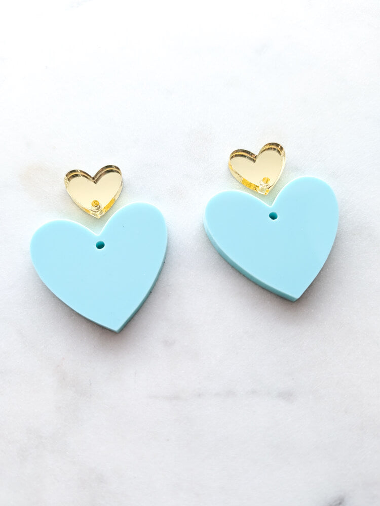 Heart Dangle - Minty Green - 1 pair